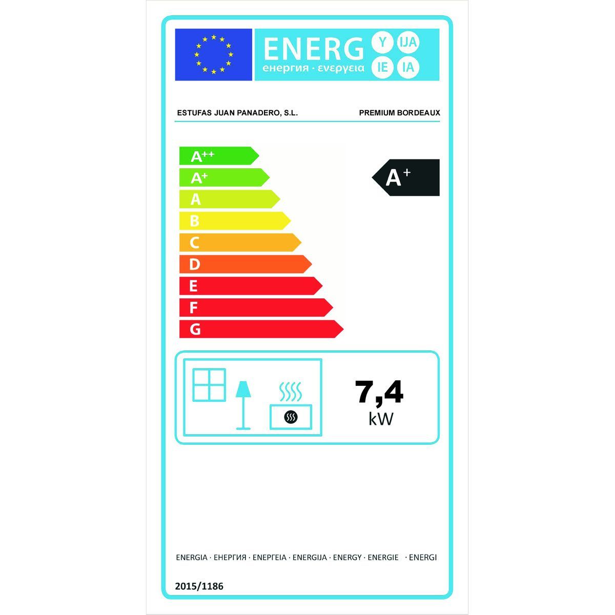 JUAN PANADERO POELE A BOIS BORDEAUX PREMIUM 7,4 KW