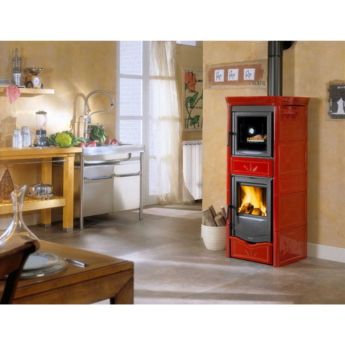 POELE A BOIS BOUILLEUR TERMONICOLETTA FORNO DSA 4.0 BORDEAUX 16KW